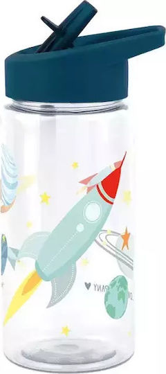 A Little Lovely Company Kids Water Bottle Plastic with Straw 450ml