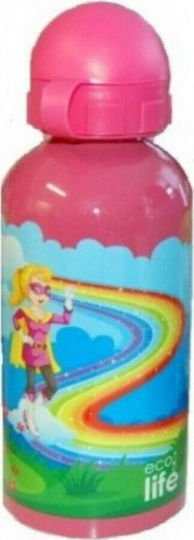 Ecolife Kinderflasche Rostfreier Stahl mit Pop-Up-Verschluss Fuchsie 500ml