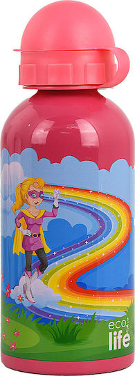 Ecolife Kinderflasche Rostfreier Stahl mit Pop-Up-Verschluss Fuchsie 500ml