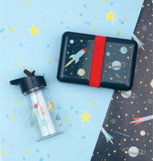 A Little Lovely Company Kids Water Bottle Plastic with Straw 450ml
