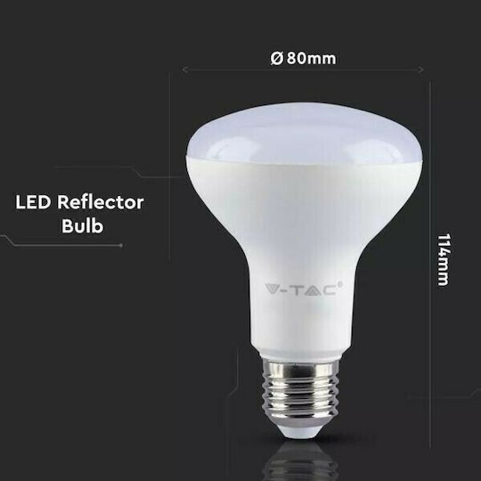 V-TAC VT-280 LED Bulb 10W 80mm for Socket E27 and Shape R80 Natural White 800lm