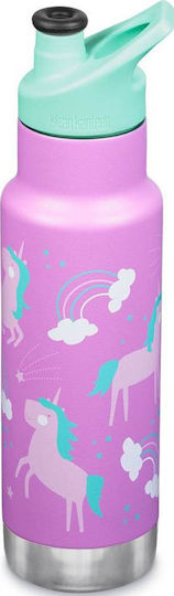 Klean Kanteen Insulated Kid Classic Narrow Kids Water Bottle Thermos Unicorn Stainless Steel with Screw-on Cap Non Spill Pink 355ml
