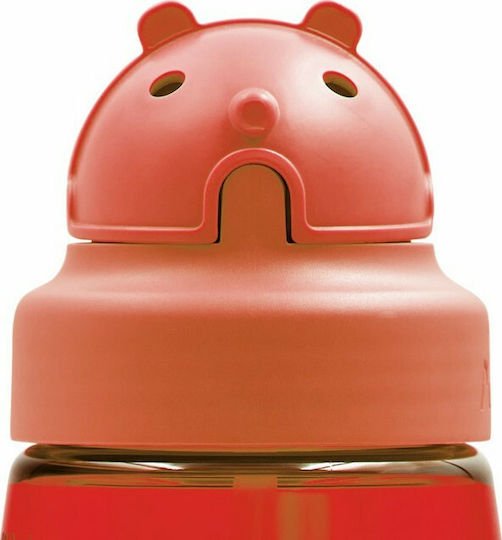 Laken Obych Kids Water Bottle Plastic with Straw Non Spill Red 450ml