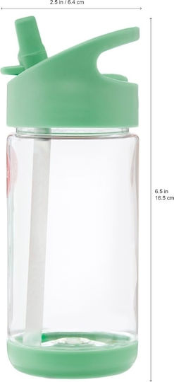3 Sprouts Kids Water Bottle Plastic with Straw Green 350ml