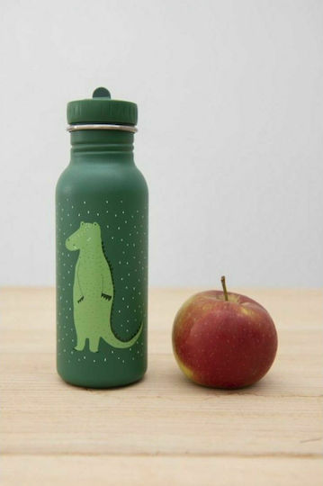 Trixie Mr Crocodile Kids Water Bottle Stainless Steel with Screw Cap Non Spill Green 500ml