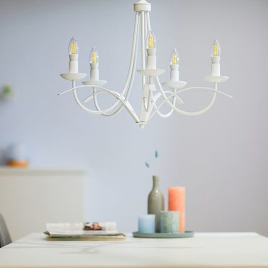 WiZ Smart Λάμπα LED 4.9W για Ντουί E14 και Σχήμα C35 Ρυθμιζόμενο Λευκό 470lm Dimmable