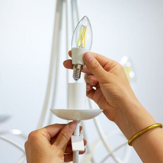 WiZ Smart Λάμπα LED 4.9W για Ντουί E14 και Σχήμα C35 Ρυθμιζόμενο Λευκό 470lm Dimmable
