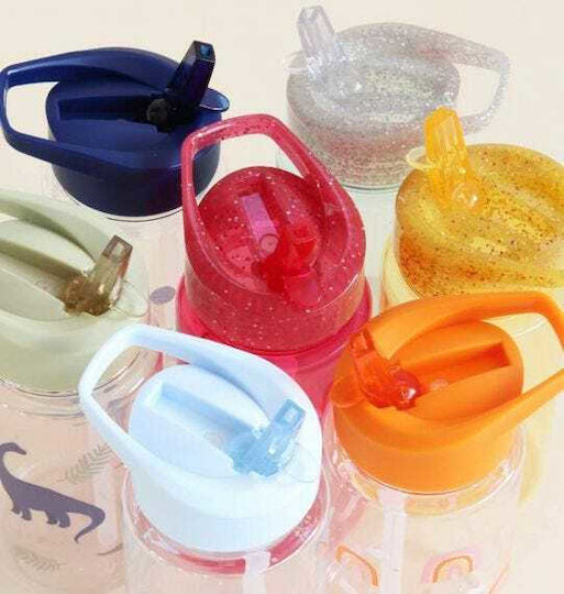 A Little Lovely Company Kinderflasche Kunststoff mit Strohhalm Gelb 450ml