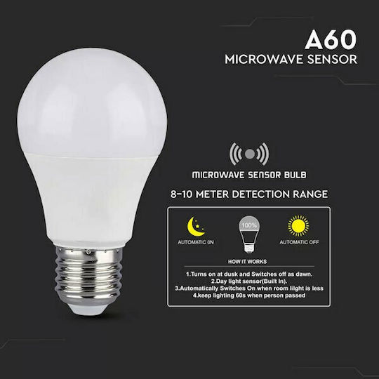 V-TAC VT-2219 LED-Lampe 9W 112mm für Fassung E27 und Form A60 Naturweiß 806lm