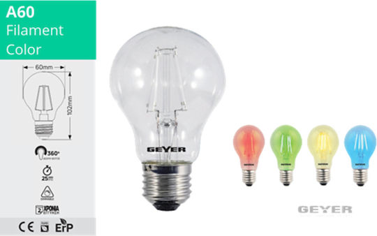 Geyer LED Glühbirne 4W Für E27 Fassung Und Form A60 Gelbe 300lm