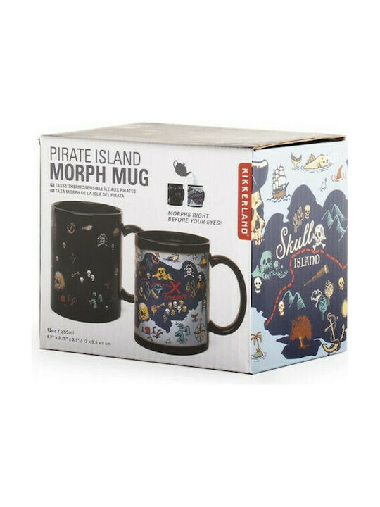 Kikkerland Die Insel des Piraten Wärmewechsel Becher Keramik Schwarz 325ml