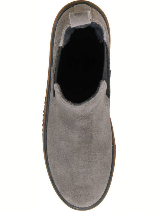 Mancose Suede Γυναικεία Chelsea Μποτάκια Γκρι