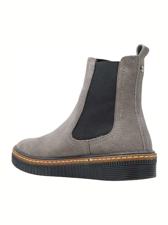 Mancose Suede Γυναικεία Chelsea Μποτάκια Γκρι