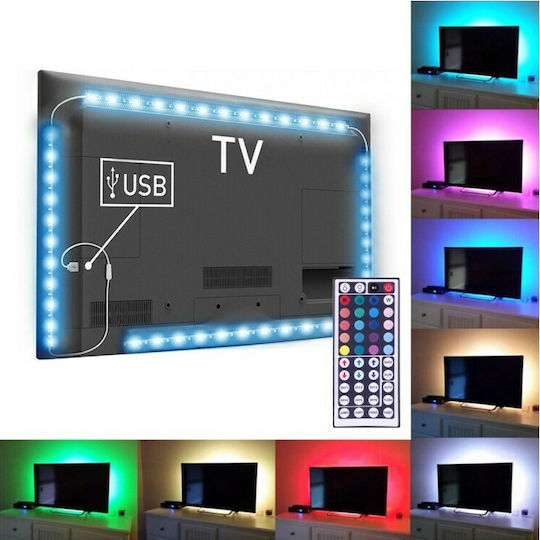 Waterproof LED Strip TV USB 5V RGB Light 4x50cm Type SMD5050 with Power Supply & Remote Control