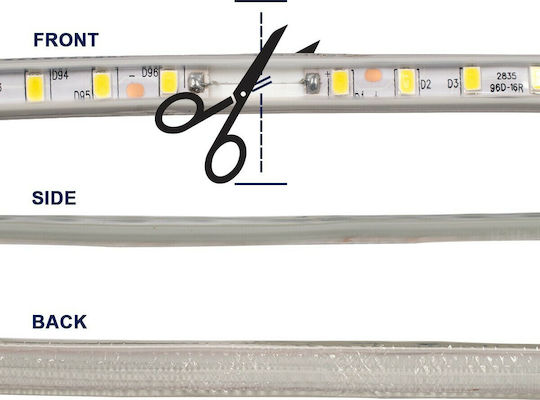 GloboStar Αδιάβροχη Ταινία LED 220V Φυσικό Λευκό Φως 1m Τύπου SMD2835