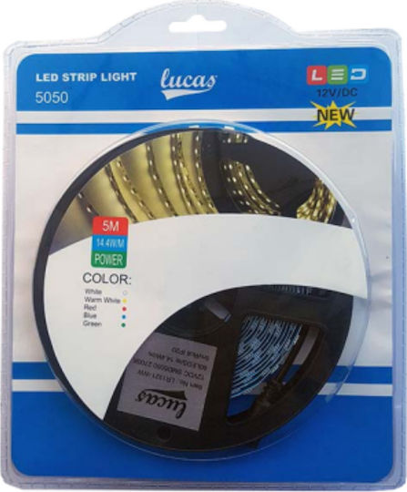 Lucas LED Strip 12V Warm White Light 5m Type SMD5050 with Power Supply