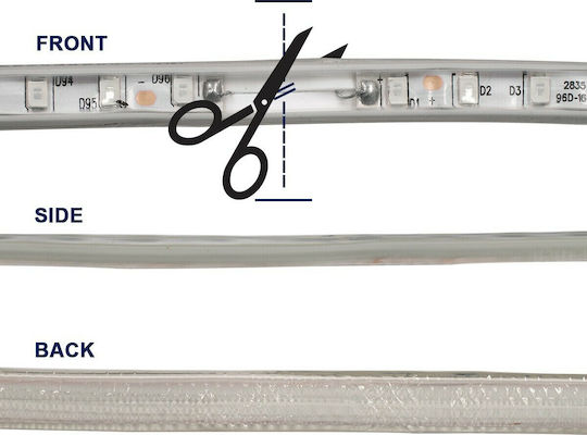 GloboStar Αδιάβροχη Ταινία LED 220V Πράσινο Φως 1m Τύπου SMD2835
