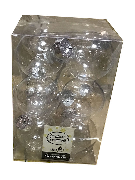 TnS Ornament de Crăciun Bilă Plastic Transparent cu Pulbere de Aur cu Paiete 6buc Set 12buc