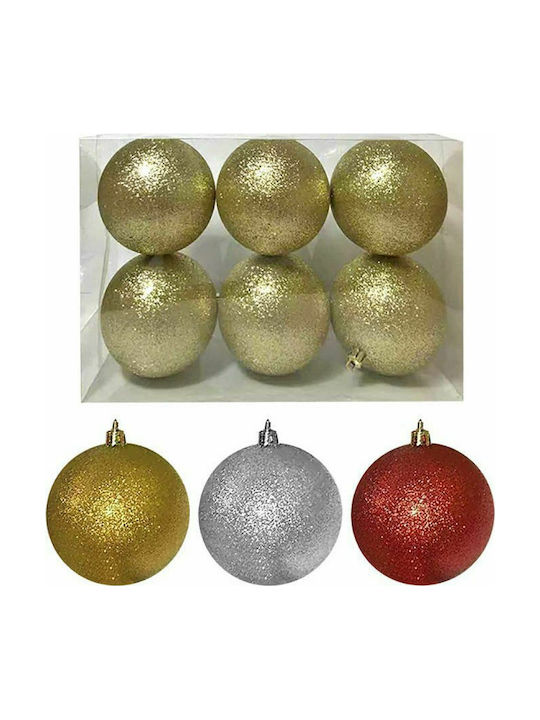 XMASfest Weihnachtshänger Kugel Ornament Plastik mit Goldstaub 6cm Set 6Stück (Μiverse Farben)