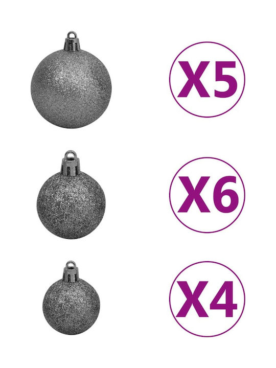 Ornament suspendat Mix Ornamente Plastic Argintiu Set 61buc