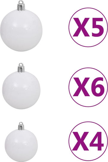 Hängendes Ornament Mix Schmuckstücke Kunststoff Silber mit Glitzer Set 61Stück