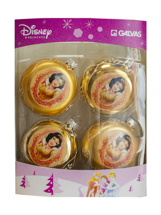 Disney Princess Weihnachtshänger Kugel Ornament Gold 7.5cm Set 4Stück