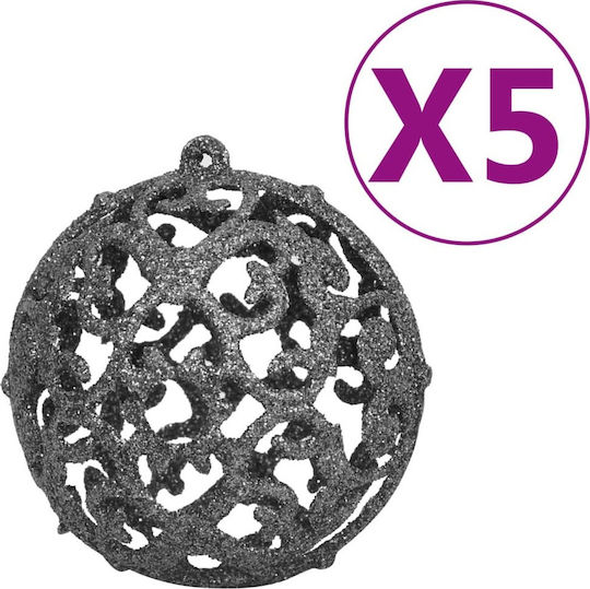 Hängendes Ornament Mix Schmuckstücke Kunststoff Silber mit Glitzer Set 61Stück