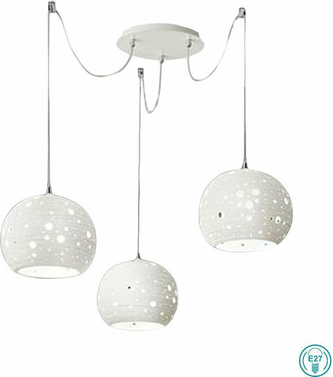 Fabas Luce Corvara Pendant Light White with Socket E27 25cm