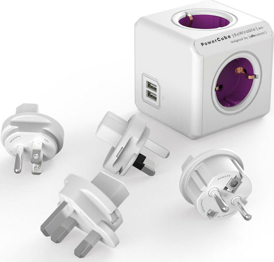 Allocacoc ReWirable 4x plugs PowerCube 4 Positionen mit 2 USB-A