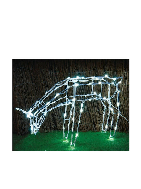 Aca Illuminated Christmas Metal Figure Deer White Height 70cm Feeding Reindeer