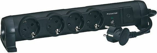 Legrand 4-Outlet Power Strip with Surge Protection 1.5m Black