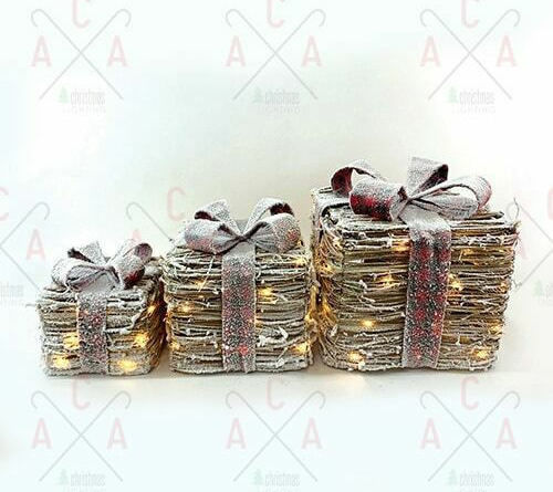 Aca Illuminated Christmas Figure Box Gray 30x30x18cm 3pcs