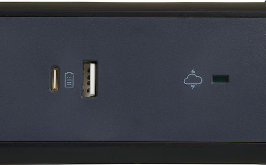 Legrand Surgearrest Power Strip 5 Sockets with 1 USB-A USB-C Switch and 1.5m Gray Cable