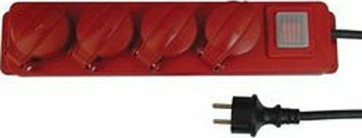 Eurolamp Power Strip 4 Positions with Switch and Cable 1.5m Red