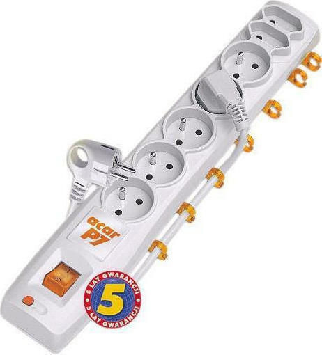Acar P7 Power Strip with Surge Protection 7 Positions with Switch and Cable 1.5m Gray