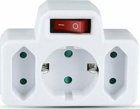 V-TAC T-Shaped Wall Plug 3 Positions with Switch