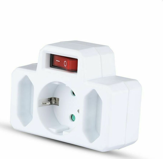 V-TAC T-Shaped Wall Plug 3 Positions with Switch