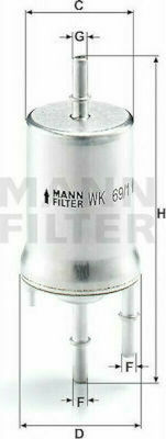 Mann Filter /1 Φίλτρο Βενζίνης για Φίλτρο Βενζίνης 6.6 Bar για Audi/Vw/Skoda/Seat