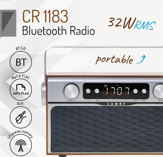Camry CR1183 Retro mit Bluetooth und USB Braun