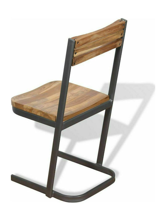 Kitchen Wooden Chair Teak 33x39x75cm 2pcs
