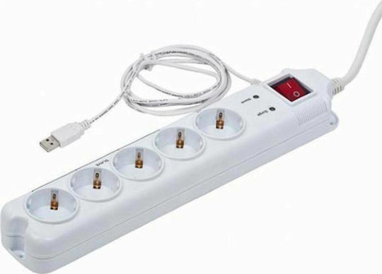 Gembird Πολύπριζο Aσφαλείας 6 Θέσεων με USB-A, Διακόπτη και Καλώδιο 1.8m