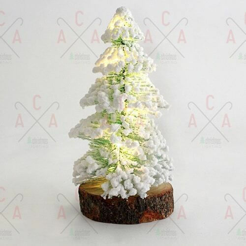 Christmas Decorative Snowy Illuminated Tree 26cm IP20 Battery White 3pcs Pine Tree Table
