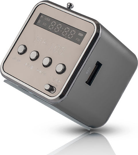 Forever MF-100 Φορητό Ραδιόφωνο Επαναφορτιζόμενο με USB Ασημί