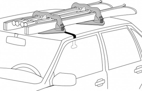 Menabo Viking Magnetic Car Ski Mounts Suitable for 2 Ski Pairs & 2 Baton Pairs