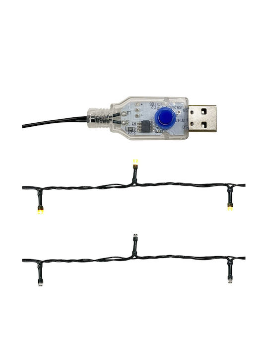 vidaXL Crăciun Ghirlande Iluminată Plastică Auriu 500cm 1buc Aurii 5m cu lumini LED