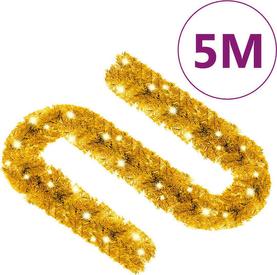 vidaXL Lighted Christmas Garland Gold 500cm 1pc