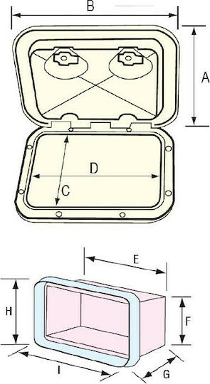 Lalizas Top Line Θυρίδα Αποθήκευσης Σκάφους Μ606xΠ353mm Μπεζ Χρώμα