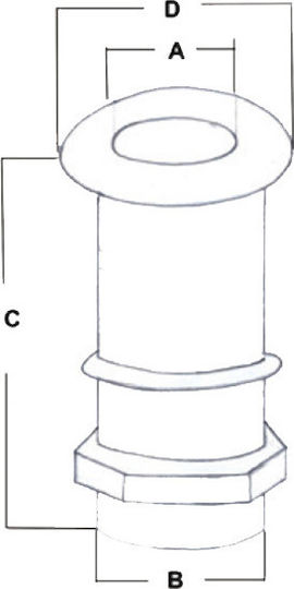 Eval Boat Gutter Straight Flow for Valve inches 1" 1/2