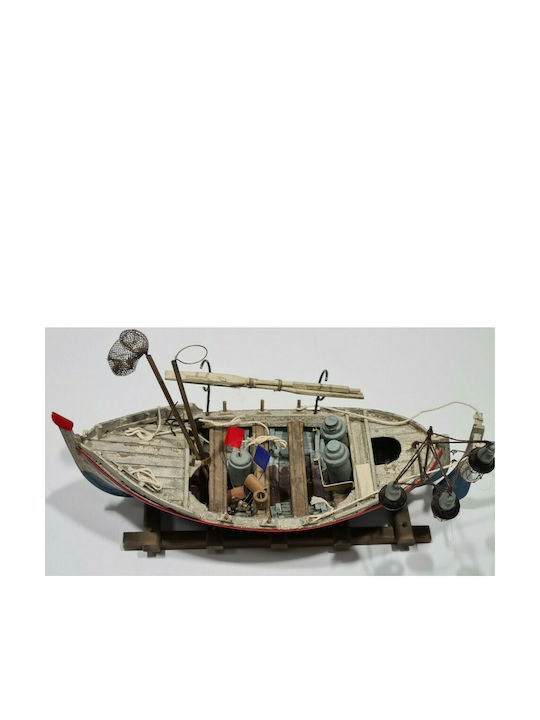 Pirofan De Crăciun Barcă Barca De Pescuit Din Lemn 30x18cm