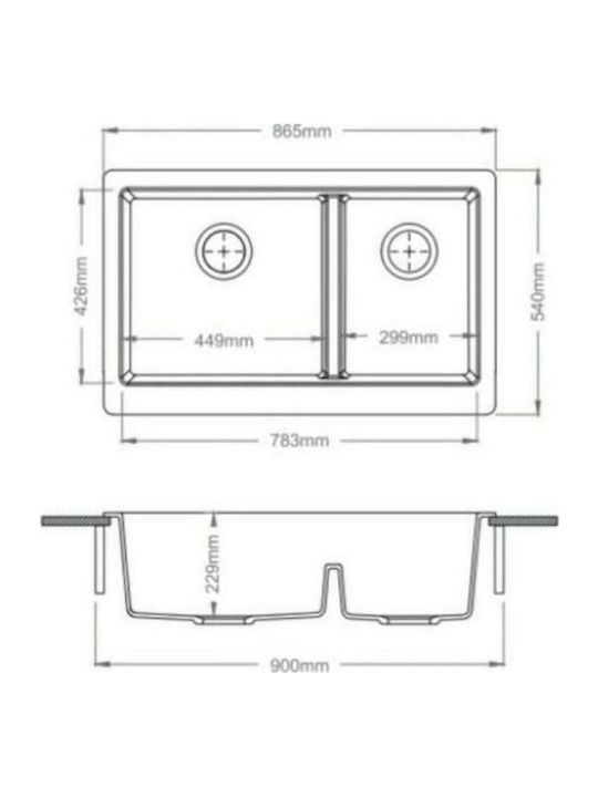 Macart Apron U-175 Unterbau Spüle Links aus Verbundgranulat B86.5xT54cm Alpina